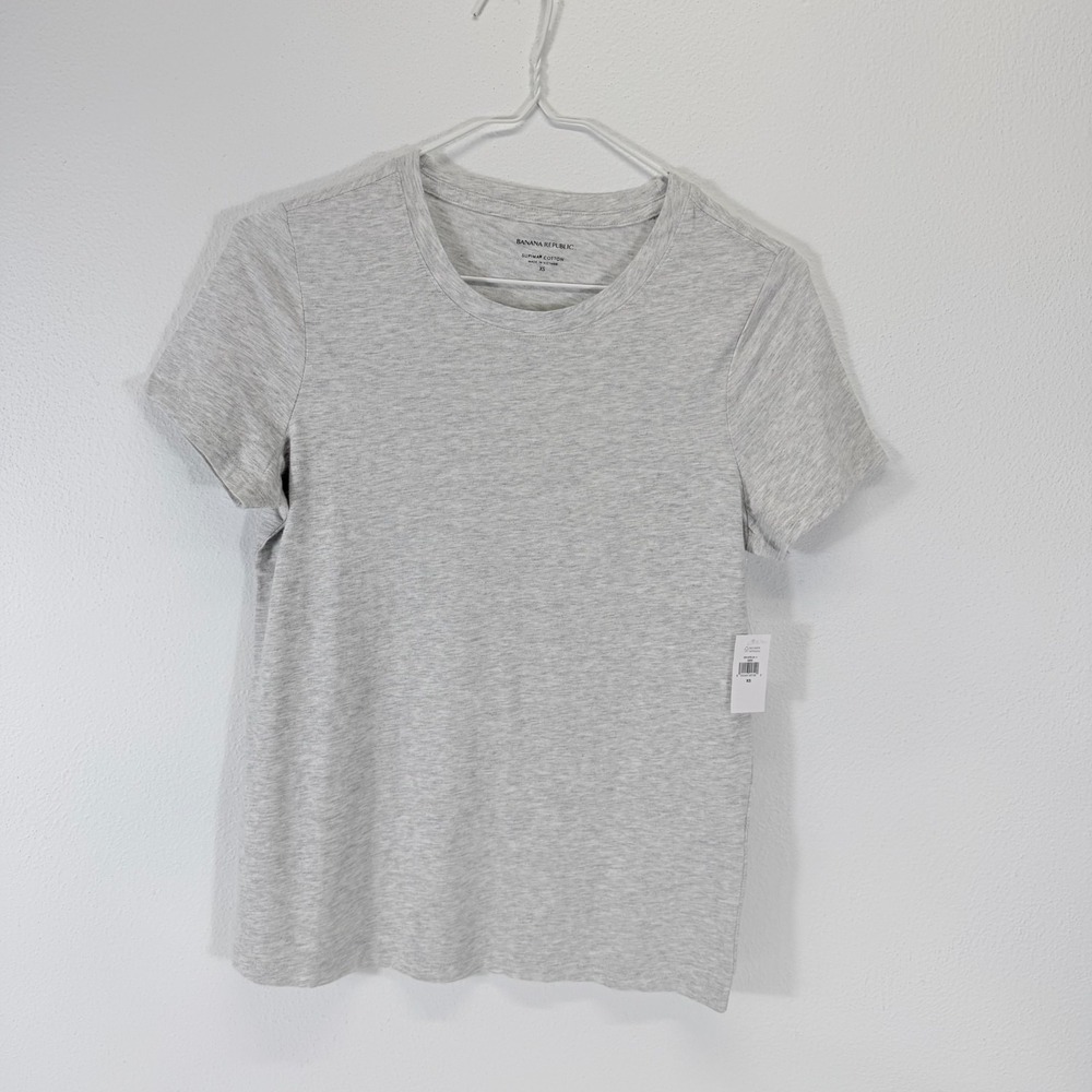 Banana Republic Supima Cotton Basic Normcore Crewneck T-Shirt Gray Heather Sz XS